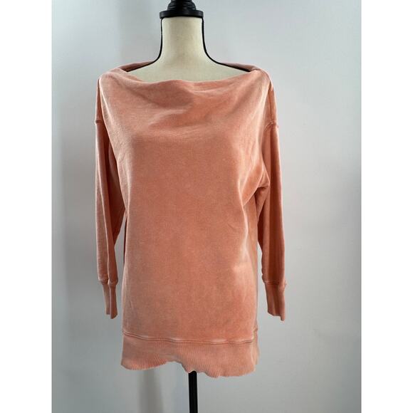 Pilcro Anthropologie Orange Coral Top Cowl Neck Slouchy Long Sweatshirt S M - Picture 3 of 9